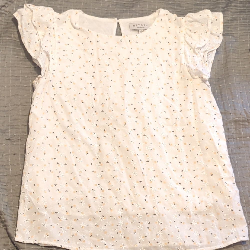 Hayden White Flutter Sleeve Blouse